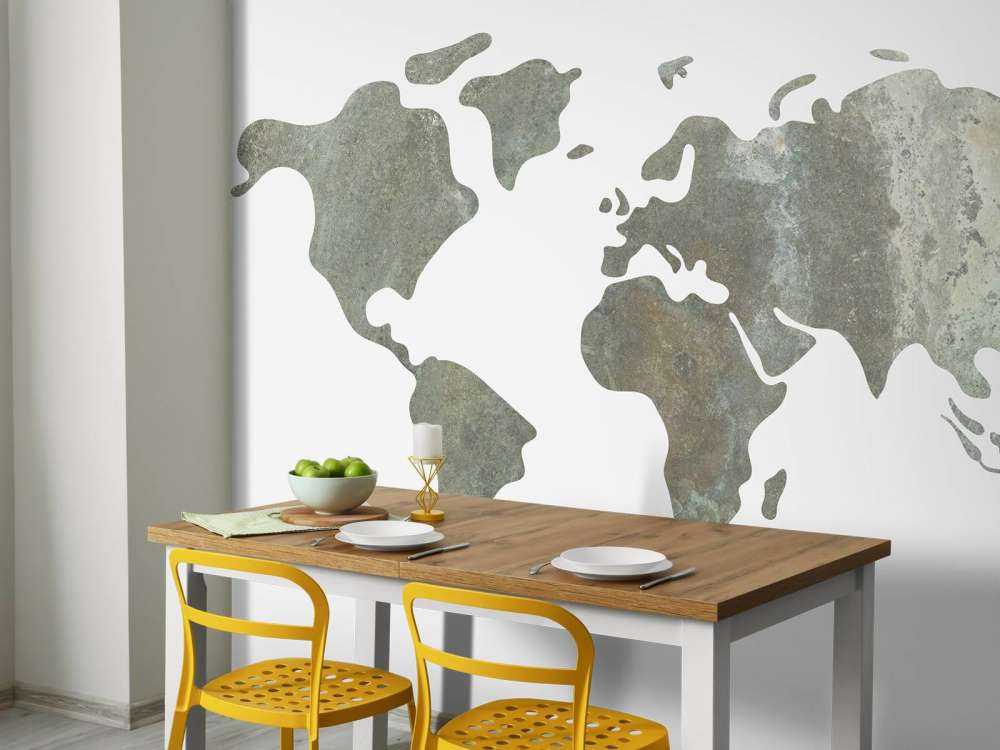 Mappa del mondo verde con struttura in metallo