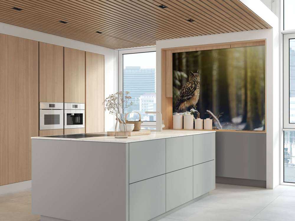 Gufo in foresta innevata