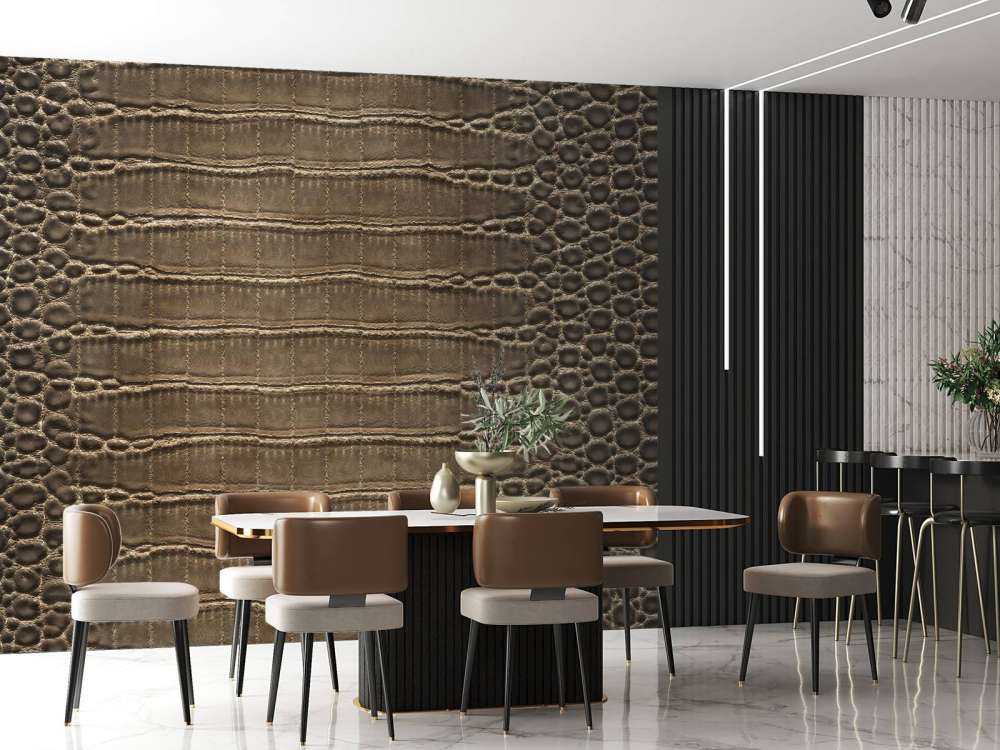 Pelle di coccodrillo marrone