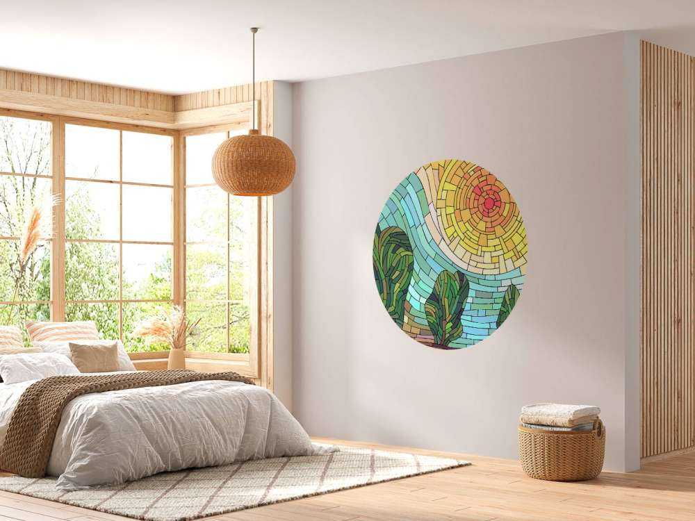 Sole rosso dagli alberi