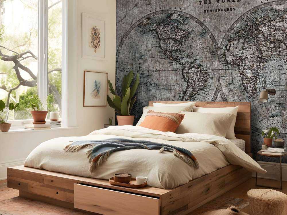 Mappa del mondo con sfumature di grigio