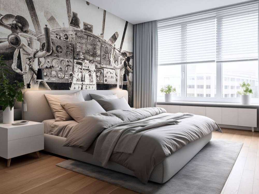 Cabina di pilotaggio di un aereo in seppia