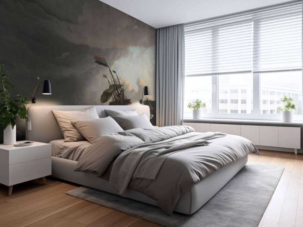 Navi da guerra durante una tempesta