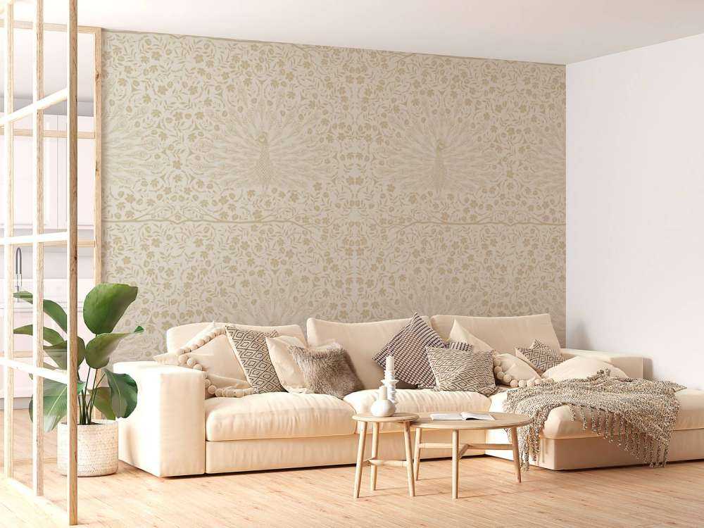 Motivo classico elegante Peacock Splendour - beige