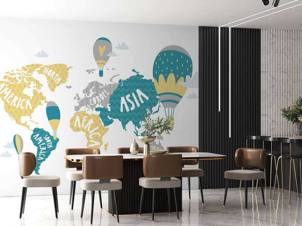 Mappa del mondo con palloncini