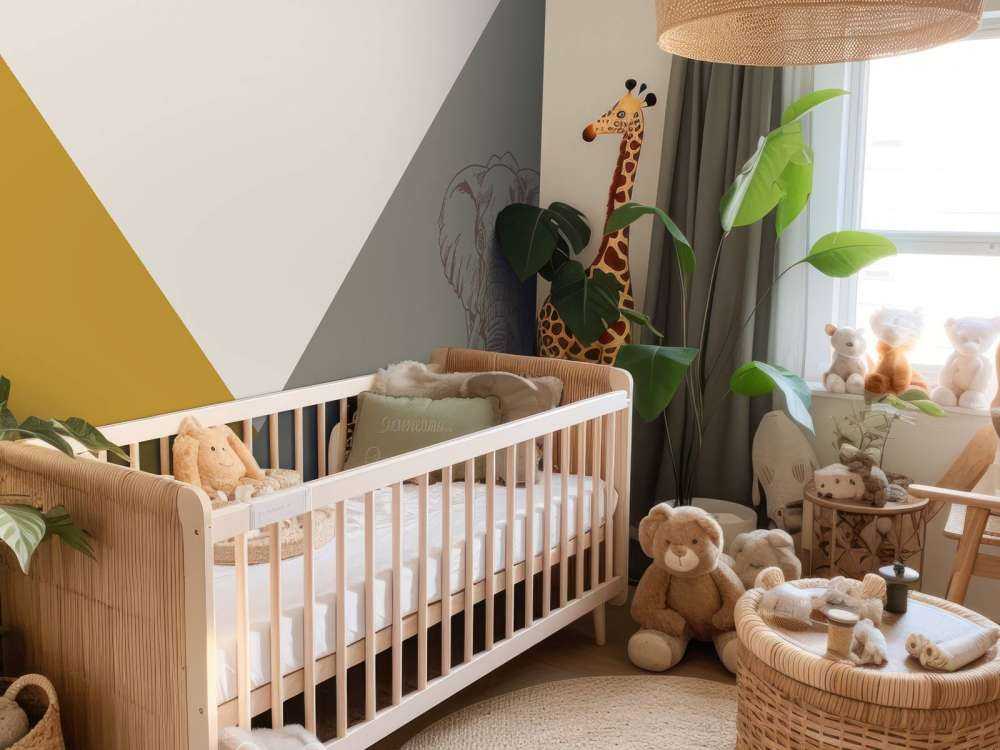 Triangoli in giallo ocra e verde ocra con elefante