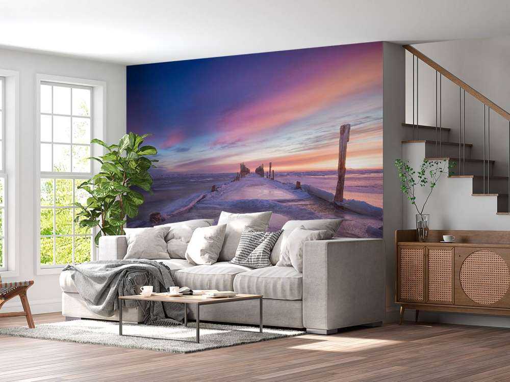 Teste di pali sul Mar Baltico ghiacciato