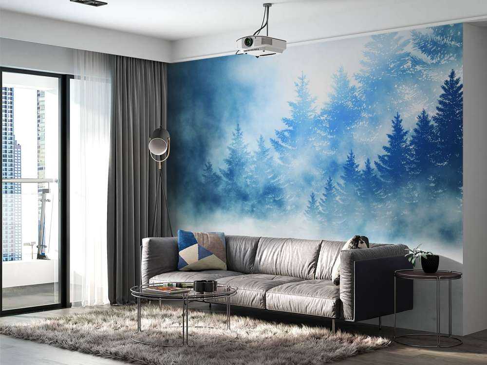 Foresta scura con neve