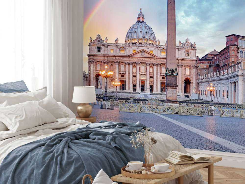 Piazza San Pietro con arcobaleno