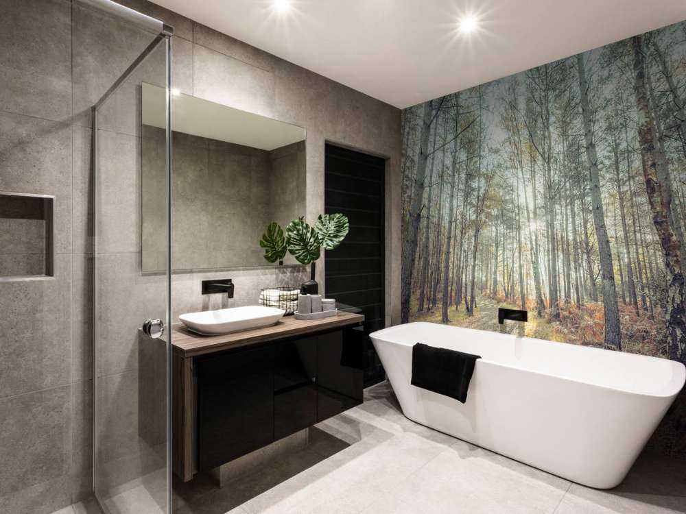 Sentiero attraverso il bosco soleggiato