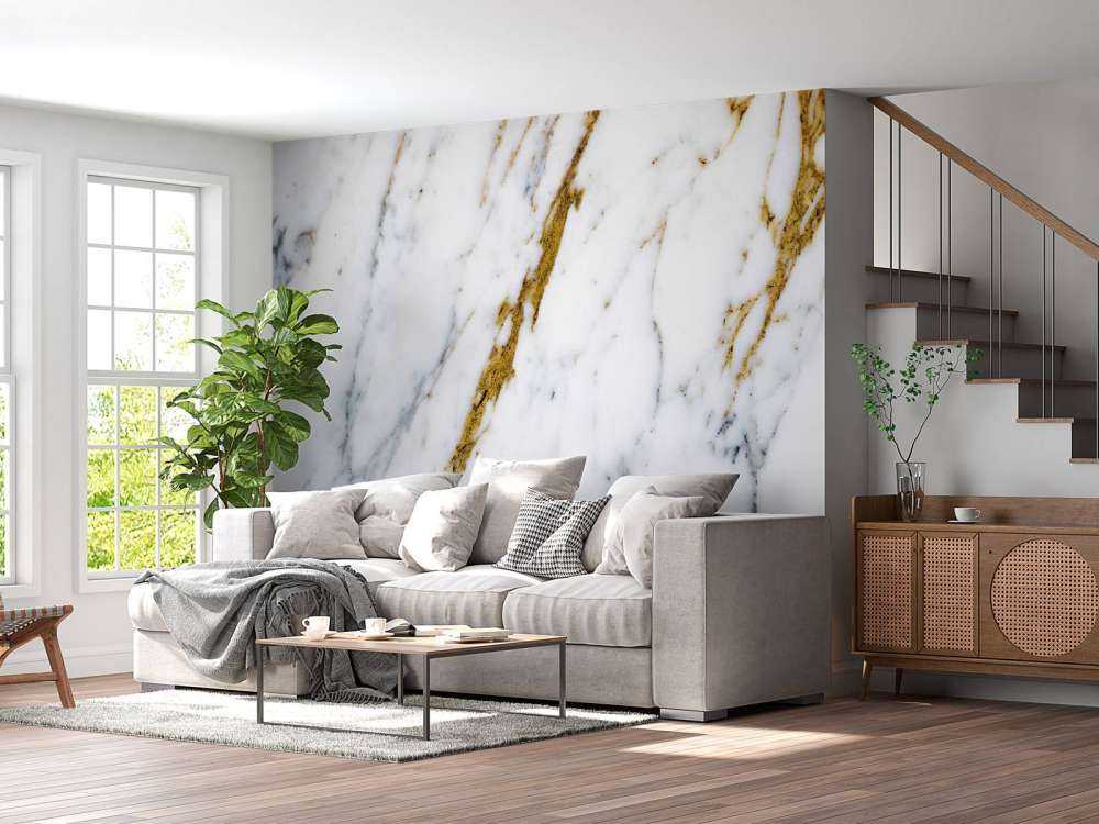 Marmo bianco con venature dorate