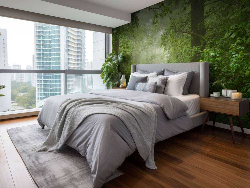 Foresta nebbiosa con sentiero