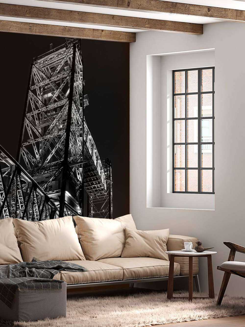 Ex ponte ferroviario De Hef a Rotterdam in bianco e nero