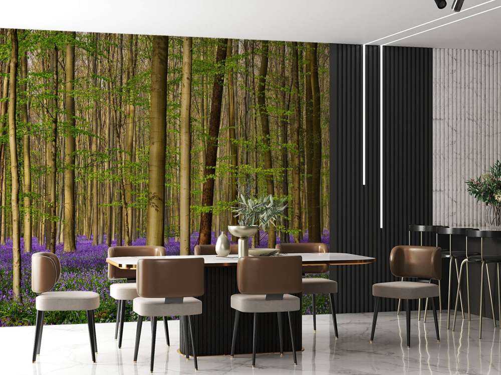 Foresta con giacinti di bosco