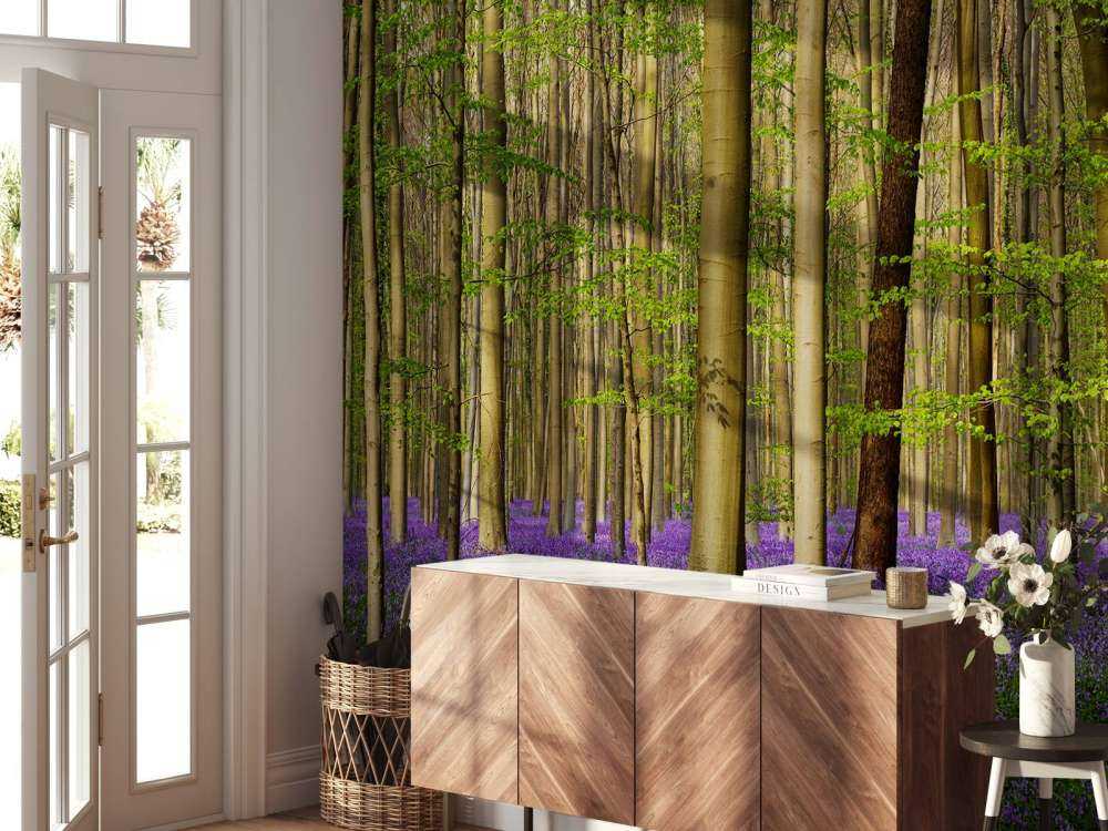 Foresta con giacinti di bosco