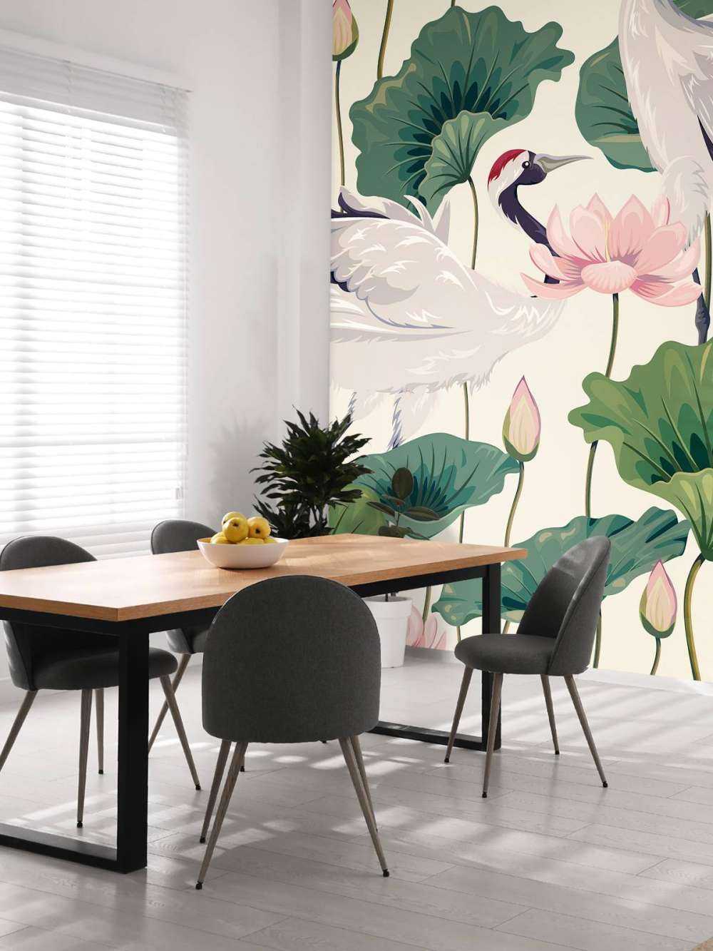 Coppia di gru con loto