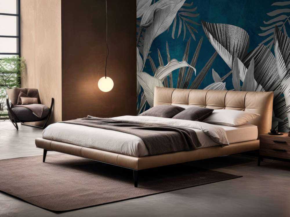 Foglie tropicali su sfondo blu