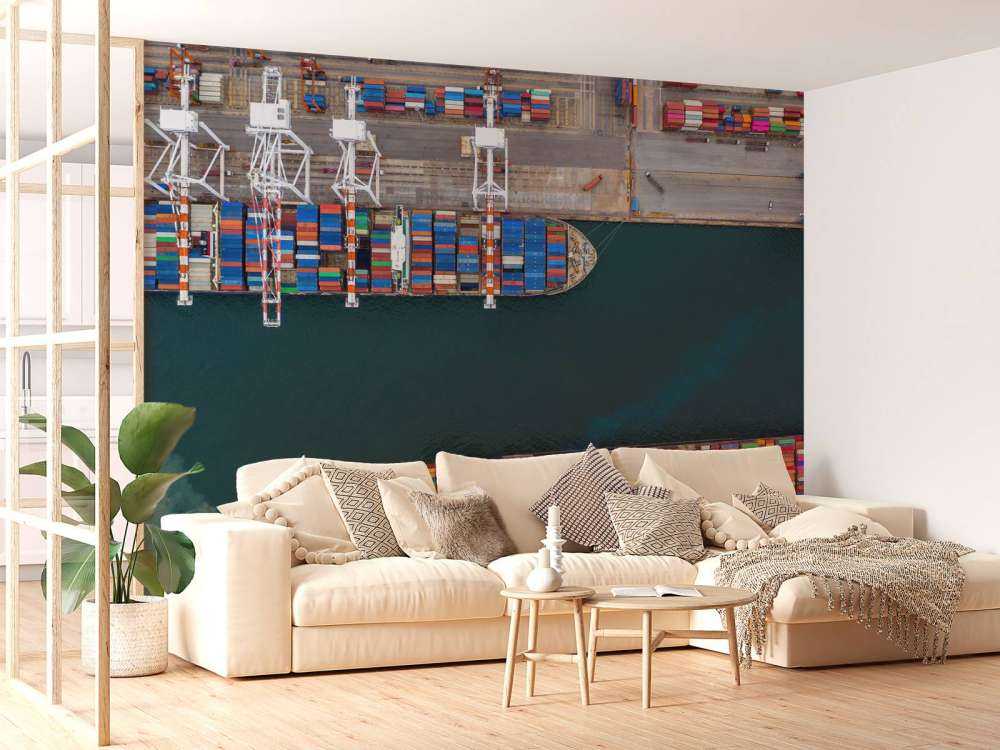 Vista dall'alto delle navi portacontainer