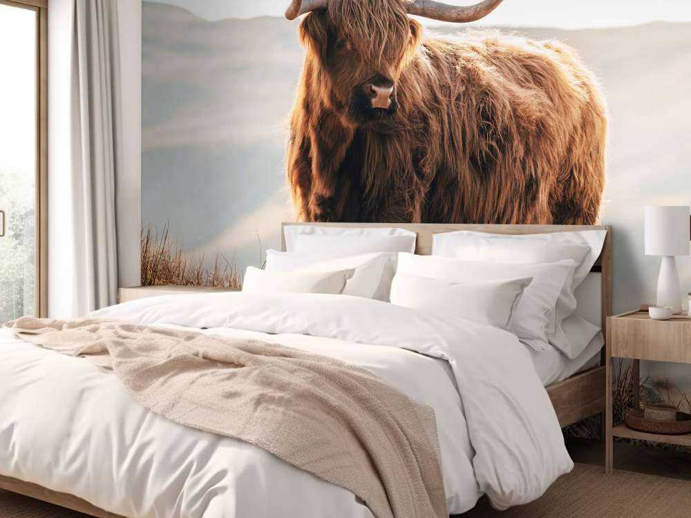 Highlander scozzese su una collina