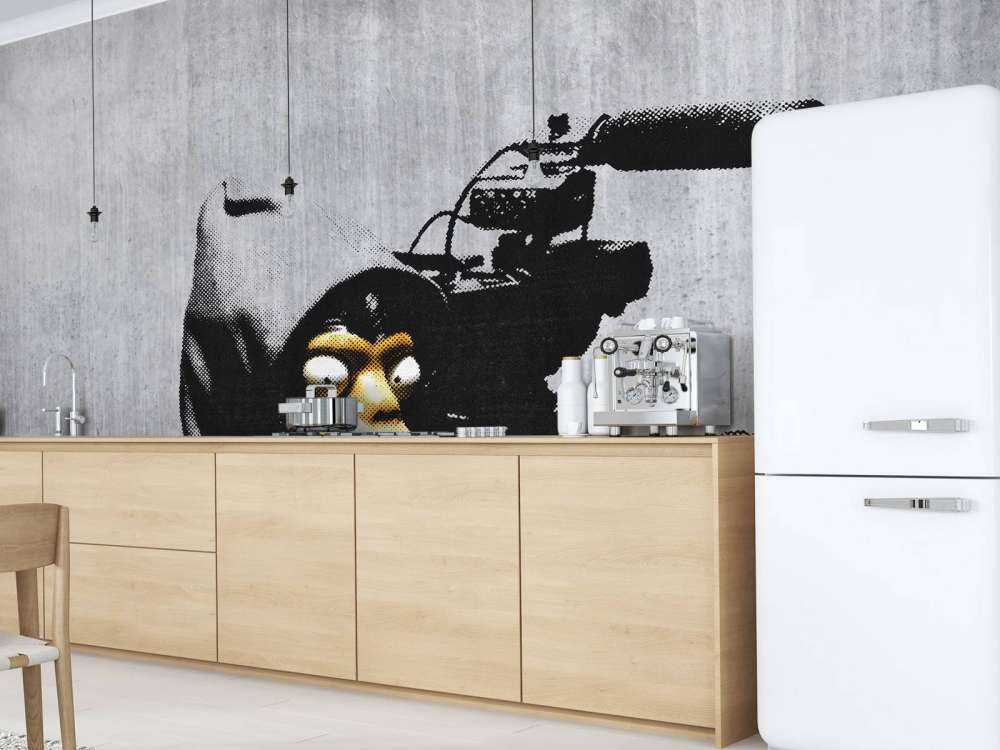 Banksy - ETTGS monkey, grey concrete