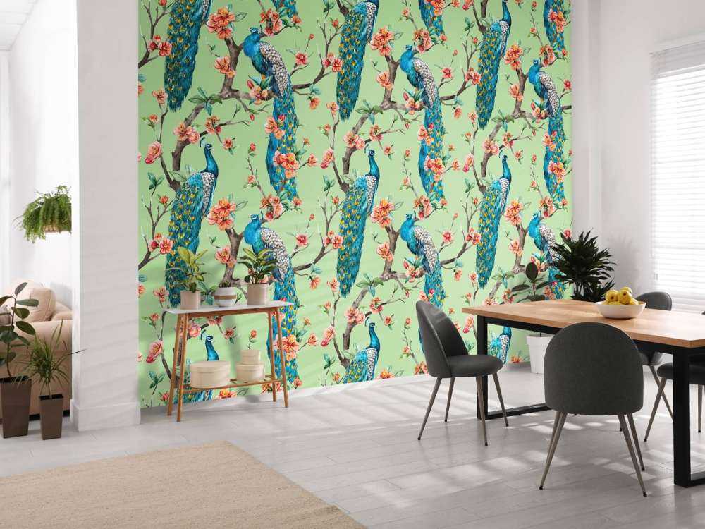 Pavone con Fiori da Giardino