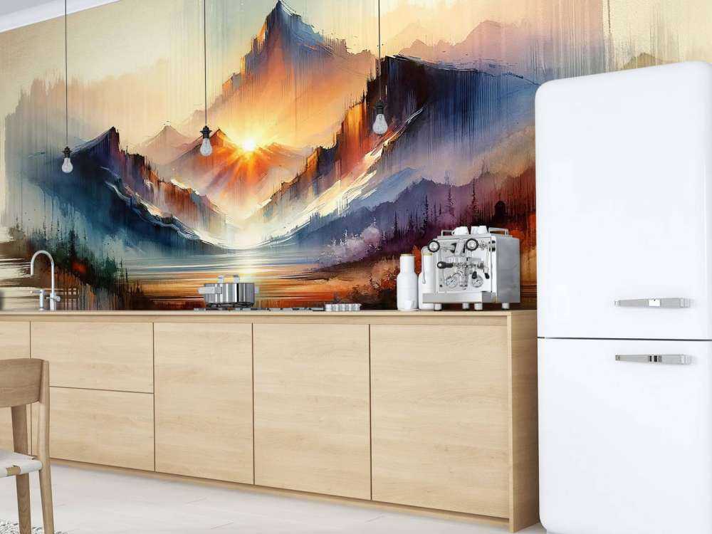 Paesaggio di Montagne Astratte ad Acquerello