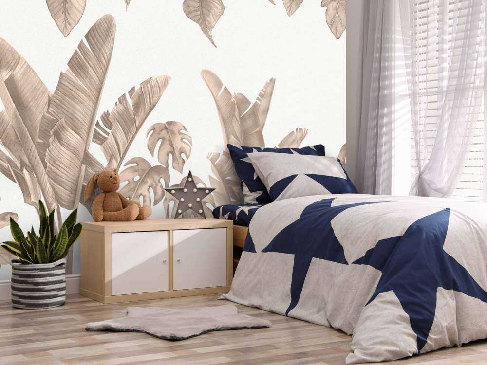 Foglie di giungla in taupe