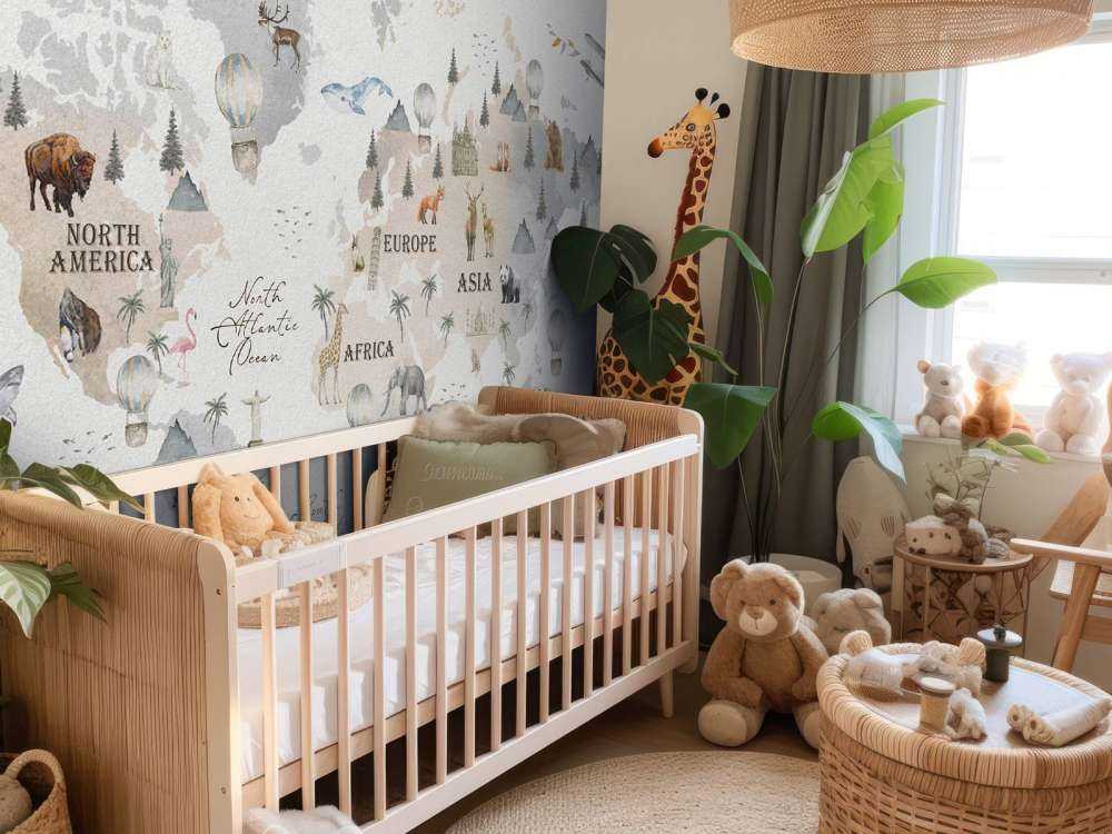 Mappa del mondo con diversi animali