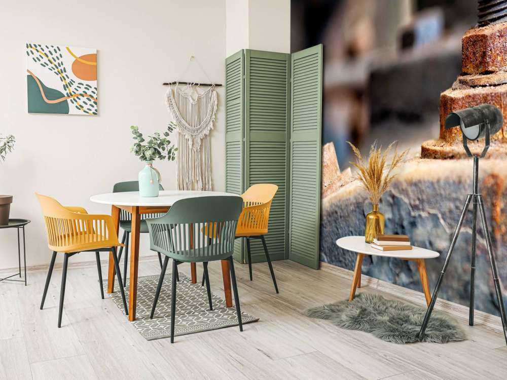 Dettaglio di una caldaia a vapore arrugginita (B)