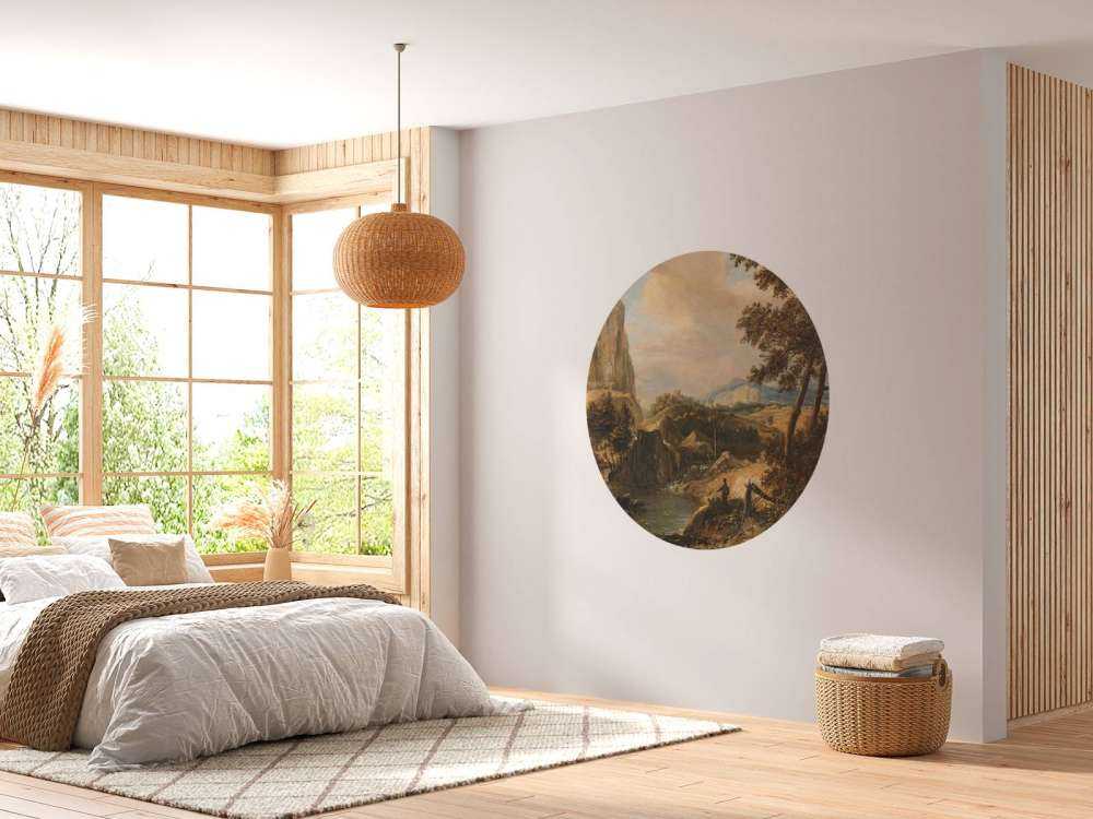 Paesaggio montano con pescatori