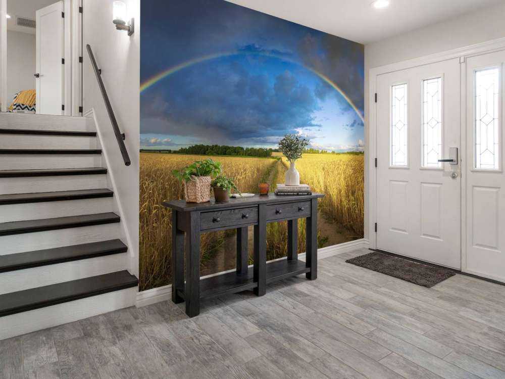 Arcobaleno su un campo di grano