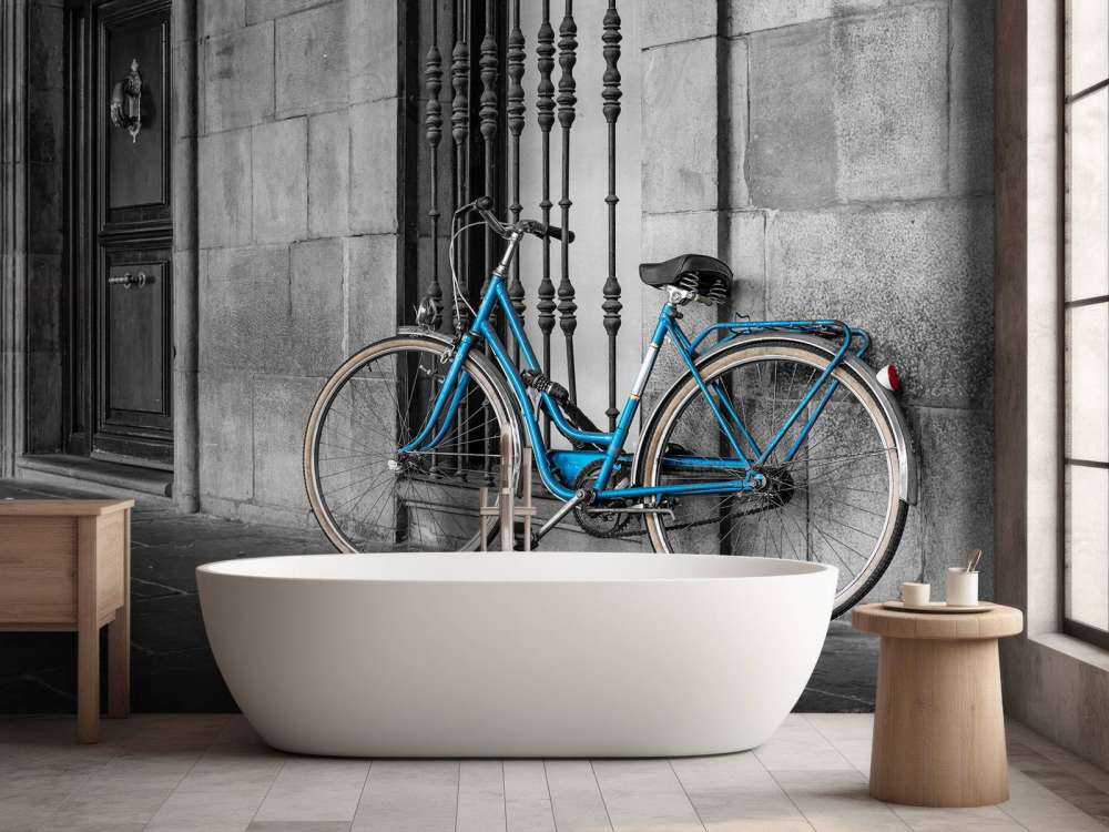 Vecchia bicicletta blu