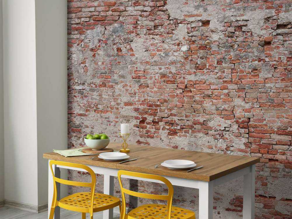 Muro di mattoni in rovina