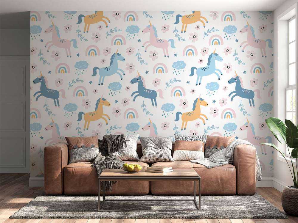 Unicorno con arcobaleno