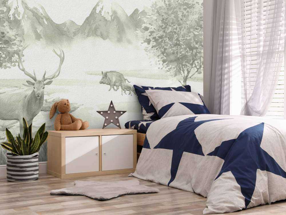 Foresta con animali in verde