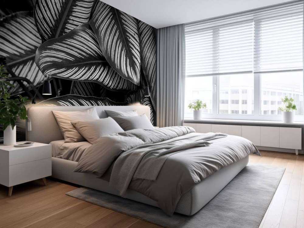 Foglie di palma bianche e nere