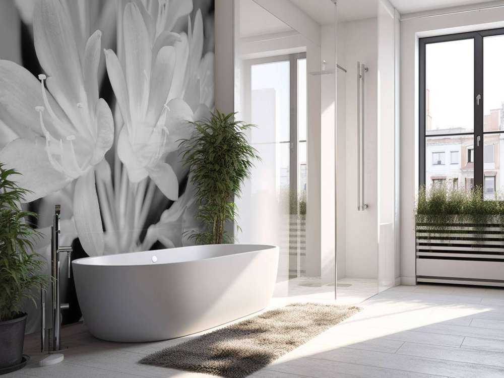 Fiori in fiore, bianco e nero