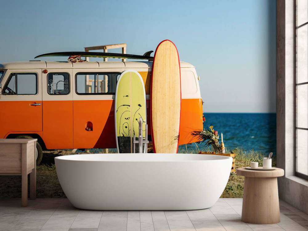 Autobus con tavola da surf
