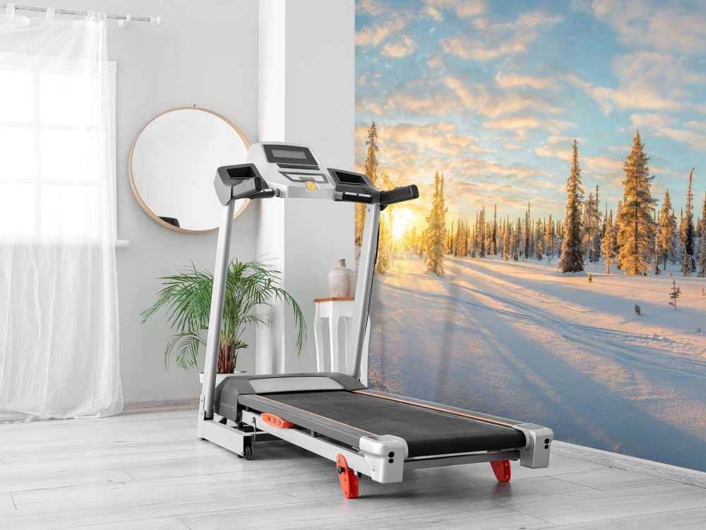 Paesaggio di neve al tramonto