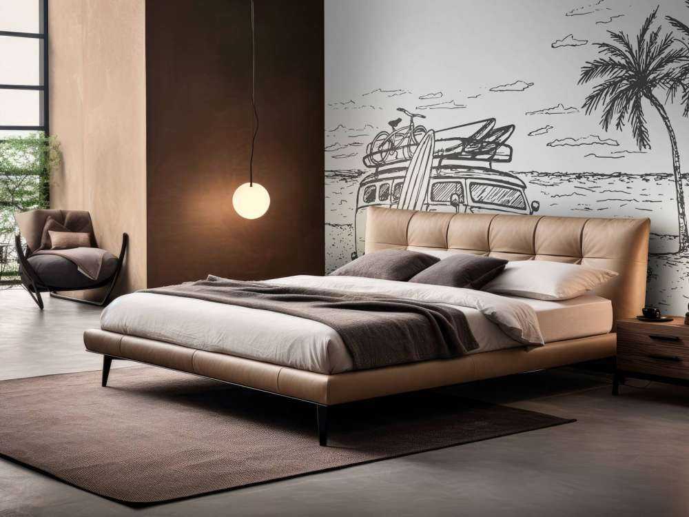 Spiaggia disegnata in bianco e nero