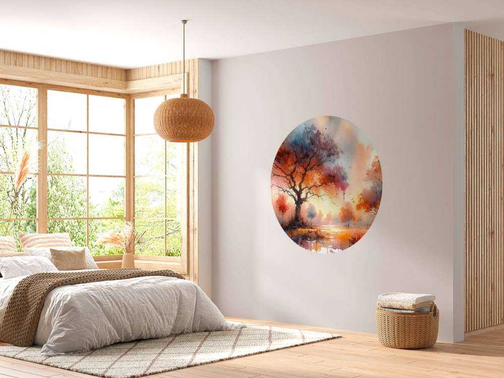 Il tetto infuocato dell'autunno al crepuscolo