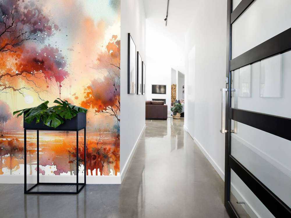 Il tetto infuocato dell'autunno al crepuscolo