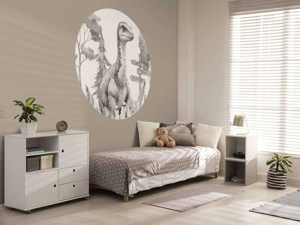 Baby brachiosaurus nella giungla beige