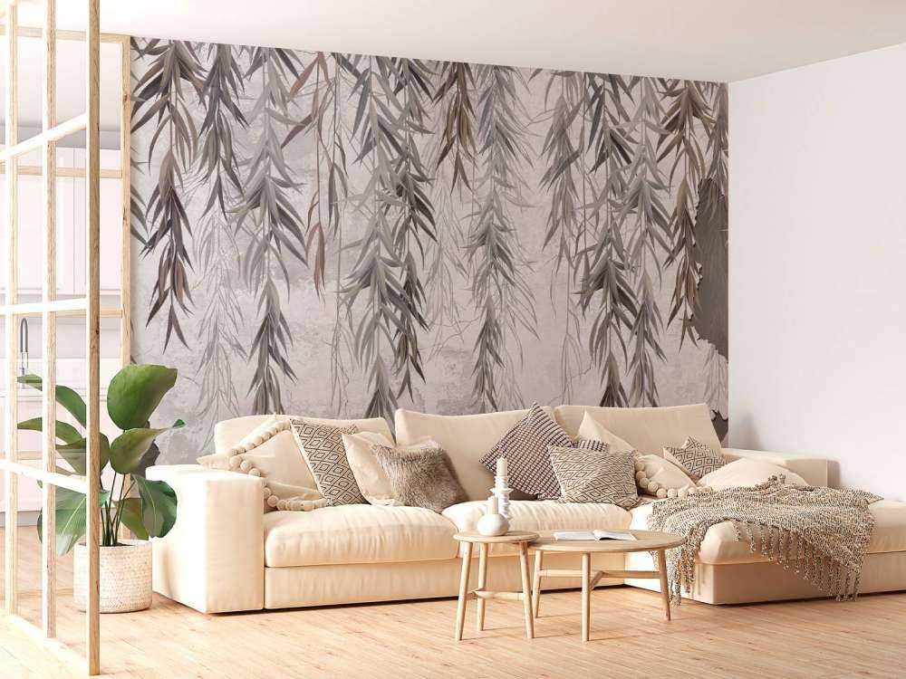 Ramas colgantes sobre el hormigón