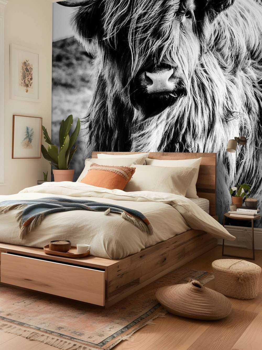 Highlander scozzese in bianco e nero