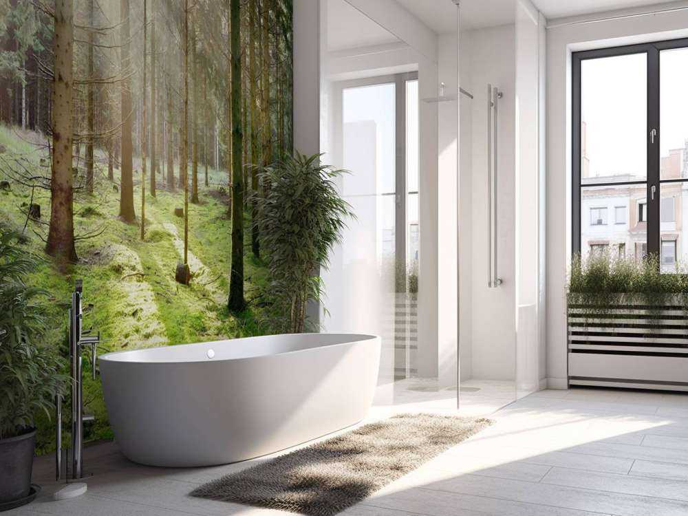 Foresta di conifere con muschio