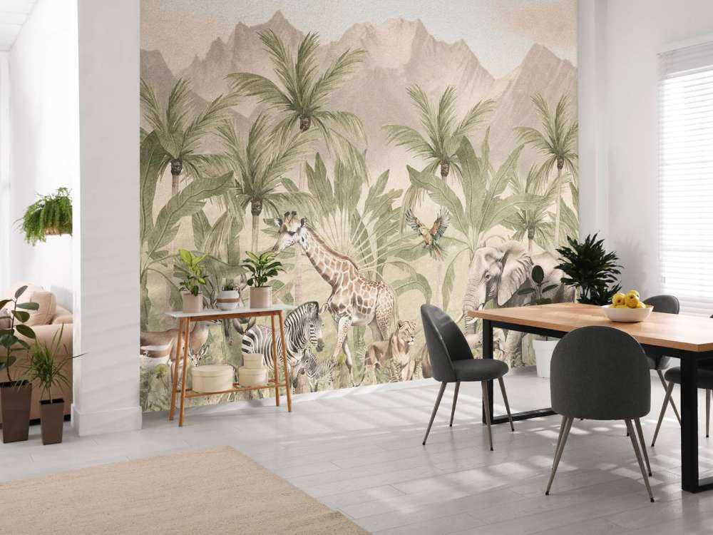 Paesaggio montano con animali