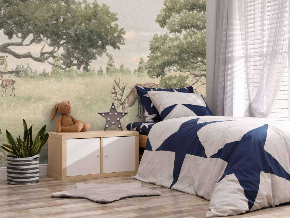 Paesaggio con animali in beige