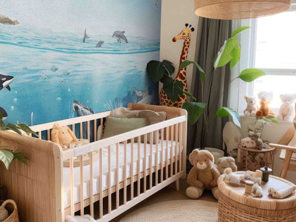 Paesaggio Oceanico con Animali a Colori