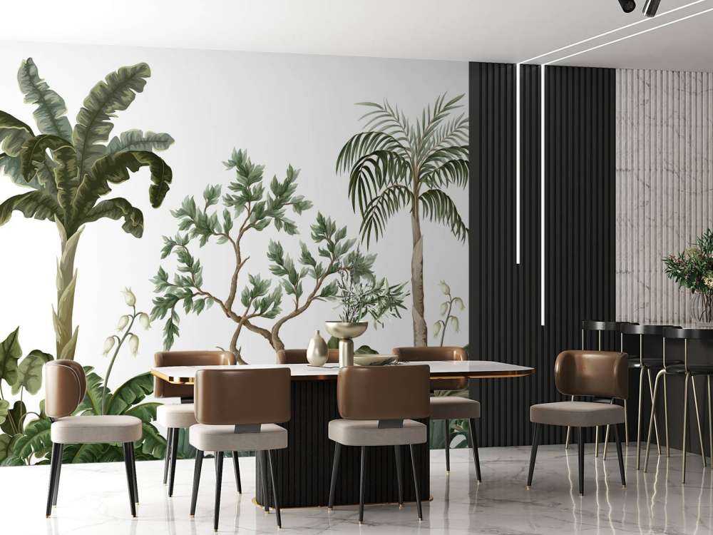 Paesaggio della giungla con palme